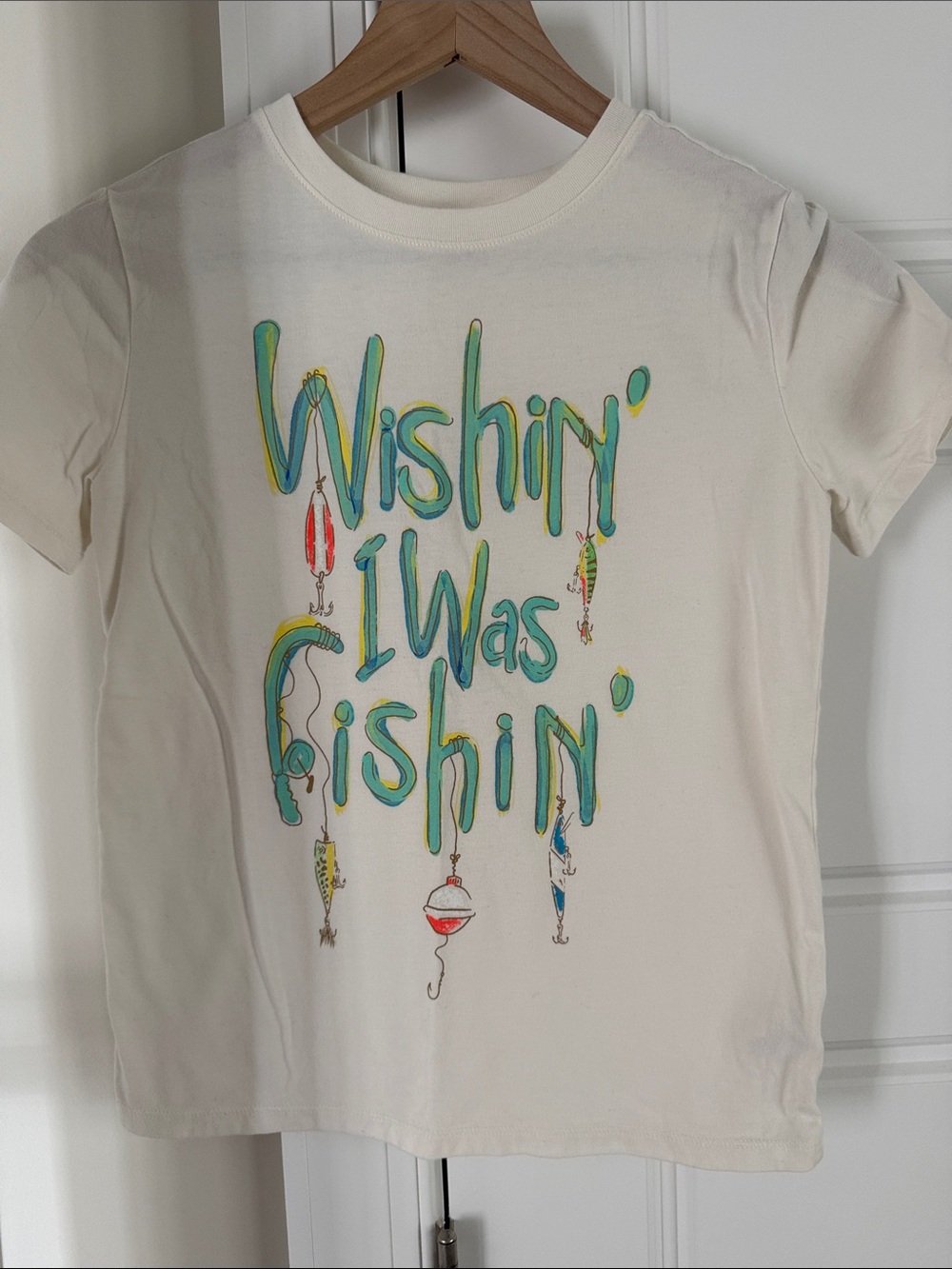 Cat & Jack Cream 'Wishin' I Was Fishin'' Graphic Tee